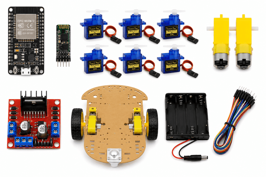 ESP32 Robotic Arm Car (PS3 Bluetooth Control)