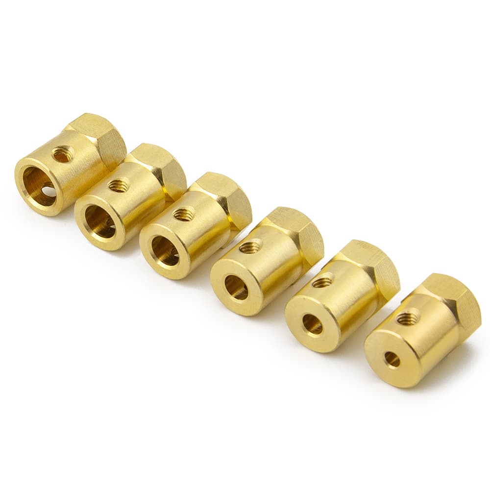 Hex Coupler 3mm/4mm/5mm/6mm Bore Motor Hex Brass Shaft Coupling Flexible Connector for Car Wheel Tires Shaft Motor image 4