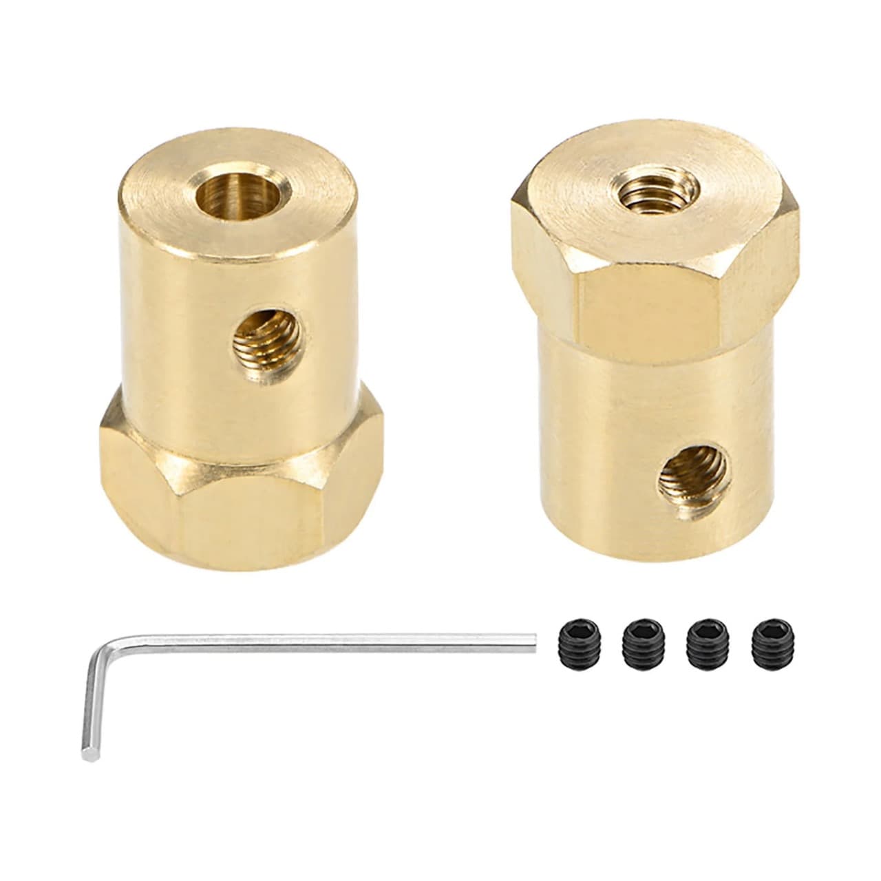 Hex Coupler 3mm/4mm/5mm/6mm Bore Motor Hex Brass Shaft Coupling Flexible Connector for Car Wheel Tires Shaft Motor image 2